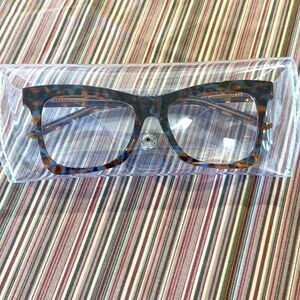 NWOT Fifth & Ninth Clear Glasses & Case Tortoise Brown Turquoise Gorgeous
